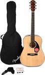 Fender CD-60S Beginner Dreadnought Pack, Natural with Gig Bag, Strap, Picks, Strings, and Fender Play