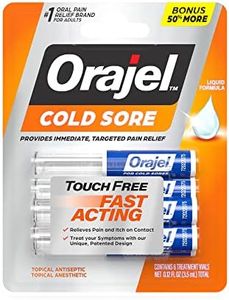 Orajel Touch Free Cold Sore Treatment .12oz, Liquid Formula, Provides Immediate & Targeted Pain Relief, Bonus Size, 6 Applicators.