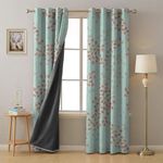 SPACES DRAPE STORY Coral Blue Digital Geometric Print 100% Blackout Curtains with Lining, 8 Ft Door Premium Curtain in Heavy Polyester Fabric