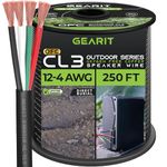 GearIT Outdoor Speaker Wire OFC 2x4mm4 (76.2 Meters - Black) Oxygen-Free Copper - Hi-Fi Audio Cable for Direct Burial in Ground/in Wall / CL3 CL2 Rated / 4-Conductors - 12 Gauge AWG, 250 Feet