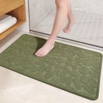 Color&Geometry Bath Mat, 24"x36" Quick Dry Rubber Back Bathroom Mat, Non Slip Bath Mats for Bathroom Floor, Low Profile Machine Washable Bath Rug, Pebble Stone Floor Mat for Bathroom, Green Bathmat