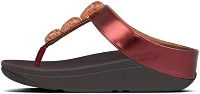 Fitflop Women's Fino Metallic Fleck Stone Toe-Thongs Open Toe Sandals, Red (Dark Red 738), 5 UK