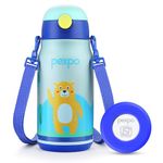 Go24 pexpo Poggo 450 ISI Certified Stainless Steel Sipper Water Bottle for Kids 420ml Hot & Cold Flask | Vaccum Insulated Water Bottle | BPA Free | School | Picnic | Travel - Bear UV Printed Design