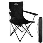 ACTIVE FOREVER Folding Camping Chairs, Outdoor Portable Garden Folding Camp Chair with Cup Holder - Lightweight 2.2kg, Comfortable Beach Chair for Camping, Fishing, Parties, Barbecue - Black