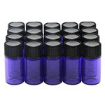 Kesell 20pcs Purple Glass Vials With Black Cap, 3ml Essential Oil Perfume Bottles with Orifice Reducers Mini Sample Bottles