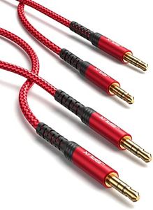 JSAUX AUX Cable, [4ft/2Pack- Copper Shell, Hi-Fi Sound] 3.5mm Auxiliary Audio Cable Nylon Braided Aux Cord Compatible for Car/Home Stereos,Speaker,Headphones,Sony,Echo Dot,Beats - Red