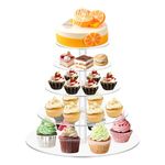 AKOLAFE Cake Stand Acrylic 5 Tier Cupcake Stand Round Cupcake Display Stand Holder Clear Cake Stand Tower Cake Display Stand for Birthday, Wedding and Party, 4 Inch Height