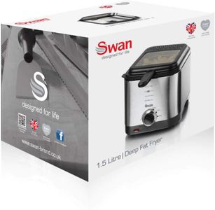 Swan 1.5L Stainless Steel Deep Fryer – Viewing Window, Easy Clean, Silver