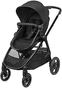 Maxi-Cosi Zelia 3 Luxe 2-in-1 Prams Travel System, 0 - 4 Years, up to 22 kg, Baby Stroller, Reclinable, Reversible Pushchair Seat & Pram Body, One-Hand Fold, XXL Shopping Basket, Twillic Black