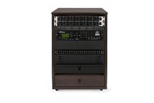 Gator Frameworks Elite Furniture Series 12U Angled Studio Rack with Locking Casters; Dark Walnut Brown Finish (GFW-ELITESTUDIORK12-BRN)