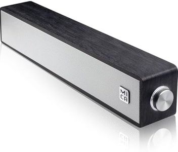 MICA Computer Speakers, Wired Computer Sound Bar, Wooden Mini Soundbar, USB Powered PC Speakers 3.5mm AUX & PC Input (Upgrade), Black (M30i)
