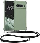 kwmobile Crossbody Case Compatible with Google Pixel 7 Pro Case - TPU Silicone Cover with Strap - Gray Green