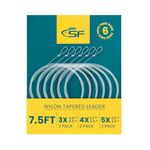 SF 6 Packs Pre-Tied Loop Fly Fishing Tapered Leader Nylon Nylon 7.5FT-345X