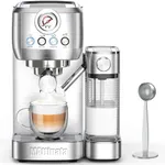 MAttinata Espresso Machine 20 Bar, Cappuccino Machine with Automatic Milk Frother, Latte Machine with Pressure Gauges for Home Present, Stainless Steel-I' Alba Pro