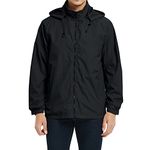 Mens Windbreaker Jacket Waterproof Lightweight Hooded Rain Jacket Packable Casual Sportswear Black L