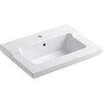 KOHLER K-2979-1-0 Tresham One-Piece Surface and Integrated Bathroom Sink with Single-Hole Faucet Drilling, White