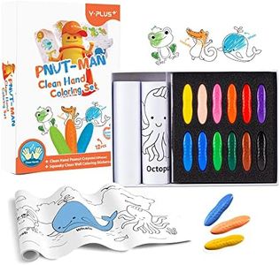 YPLUS Peanut Crayons Set for Kids, Art Case with 12 Colors Crayons and Wall Sticker Paper Rolls, Non-Toxic Toddler Coloring Supplies Stocking Stuffers for Kids Toddler
