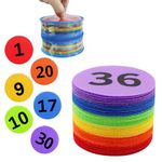 Carpet Spots with Number for Classroom - ForTomorrow 36 Pcs Floor Circles Markers Sitting Sticker Dots 4 Inch for School Kindergarten Rug