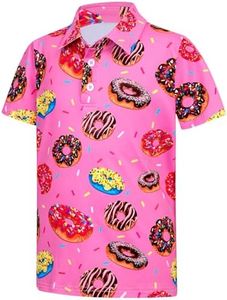 Boys Golf Shirts Donut Polo Shirt Kids Collared Short Sleeve Athletic Dry Fit Tops Size 13-14 Years Cute Pink School Uniform Casual Clothes