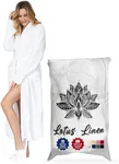 Lotus Linen Women’s White Plush Bathrobe, Soft and Cozy Robes for Women, Ideal for Spa, Relaxation, and Home Comfort