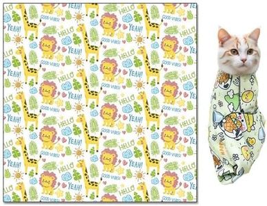 ASDTGOE Cat Wrap for Cutting Nails Cloth Burrito Wrap for Nail Clipping,Scratch and Escape Prevention,Multi-Purpose Swaddle Wrap Pet Worker (Giraffe + Lion, 27.56inchx27.56inch)