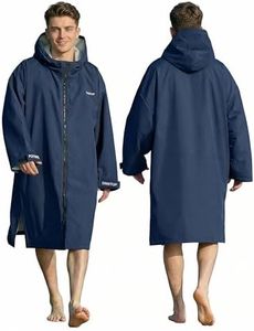 Owntop Swim Parka Surf Poncho for Kids Youth and Adult, Bat Wing Waterproof Changing Robe, Unisex Women Men Oversized Windproof Quick Dry Robe Hooded Beach Towel Jacket Coat for Swimming Navy Blue M