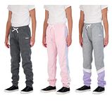 Hind 3-Pack: Girls Sweatpants Active Multipack Fleece Jogger Pants for Girls Athletics (7-8, Heather-Light Pink-Charcoal)