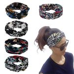 GETACOTA 5 Pack Women Headband Boho Headbands Criss Cross Head Wrap Elastic Knot Hair Band Accessories for Sports Running Yaga (PA_502)