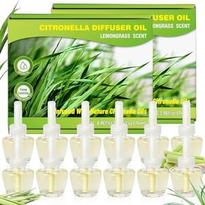 STRN Citronella Plug-in Scented Oil Refill, 12 Long-Lasting Citronella Fragrance Refills 7.92 Fl Oz for Bedroom and Home Electric Air Fresheners, Compatible with Air Wick and Glade Plug-in Oil Warmer