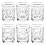 Bekith 6 Pack Drinking Glasses, 9.5 oz Romantic Water Glasses Tumblers, Heavy Duty Vintage Glassware Set for Whisky, Juice, Beverages, Beer, Cocktail