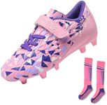 DREAM PAIRS Boys Girls Soccer Cleats Youth Kid Football Shoes,Size 6 Big Kid,Pink/Purple,SDSO2307K-ACC