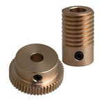 CNBTR 0.5 Modulus Brass Worm Gear Shaft Set 6mm Hole Dia + 50T Brass Worm Wheel Set 1:50 Reduction Ratio