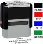 Personalised Stamp Self-Inking Custom Stamp 38x14mm Rubber Work Business Address Stamps Up to 3 Lines 4 Color and Font Available