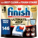 Finish Dishwasher Tablet, Ultimate Plus Infinity Shine, 146 Tabs (73 x 2 pck) Fresh Scent, Tough on Grease, Our Most Intensive Clean & Diamond Shine, Effective for Short Eco Cycle