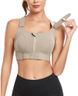 Glamoras Women Polyester Spandex Padded Wirefree High Impact Work Out Bra with Support Front Zipper Gym Padded Bras with Adjustable Straps Criss Cross Back Gym Yoga Workout Running, Size: M-2XL