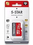 5-Star 256GB Micro SD High Speed Memory Card for Car Navigation, Smartphone, Portable Gaming Devices, Camera and Drone.