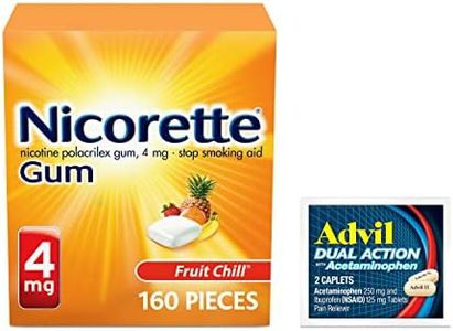 Nicorette 4 mg Nicotine Gum to Help Quit Smoking - Fruit Chill Flavored Stop Smoking Aid, 1-Pack, 160 Count, Plus Advil Dual Action Coated Caplets with Acetaminophen, 2 Count