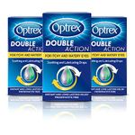 Optrex Double Action Eye Drops, For Itchy & Watery Eyes, Soothing & Lubricating Drops, 10ml, (Pack of 3, 30ml)