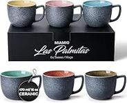 MIAMIO - 6 x 470 ml Coffee Cups/Mug Set/Coffee Cup Large/Modern Stoneware Coffee Mugs - Las Palmitas Collection