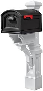 Step2 Atherton Extra Large Mailbox & Post, Weather Resistant, Large Outdoor Mailboxes, Made of Durable Plastic, Easy to Install, Flag Included, Onyx Black