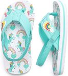 Saidoteto Boys Girls Flip Flops Child Summer Slip-on Thong Sandals Beach Pool Water Shoes(Little/Big Kid). Green/Unicorn 2-3 210319