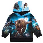 Jurassic World Jurassic Park Blue T-Rex Fleece Pullover Hoodie Little Kid to Big Kid, Blue, 10-12