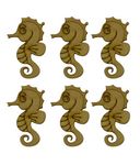 Pack of 6 Cartoon Sea Horse Shaped Wooden Cutouts Ocean Animal for Diying Project, Art Crafts, Decorations and Kids Drawing Toys.