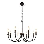 Rviezza Black Farmhouse Chandeliers, 8 Light Rustic Iron Chandeliers, Classic Candle Ceiling Hanging Pendant Light Fixture for Living Room, Kitchen Island, Foyer, Dining Room Lighting Fixtures