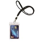 ID Card Badge Holder with Heavy Duty Lanyard for Key, ID Card, Name Tag, Credit Card, Business Card, Access Card Holder by Ahobson (1Pack Black Lanyards)