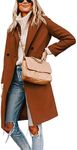 Hooever Women's Winter Wool Coat Casual Notch Lapel Single-Breasted Peacoat, Caramel, Medium