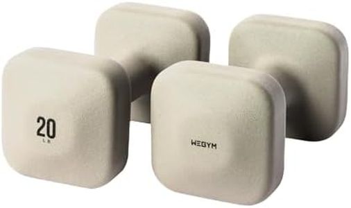 WeGym SafeGrip Square Dumbbells with Anti Slip Handles, Aesthetic Free Weights for Home Workouts, Stable Design Prevents Rolling during Floor Exercises (20LB/9.0KG, Pair Sandstone)