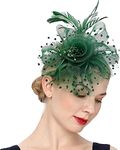 Pratiharye Present Fascinator Hats for Women Black - Flower Mesh Ribbons Feathers on a Headband and a Clip Tea Party Headwear for Girls and Women - Pillbox hat