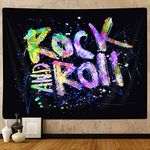 Trippy Rock Roll Tapestry Wall Hanging, 70s 80s Rock Music Psychedelic Musical Cool Room Wall Art Decor for Men Woman, Hip Hop Hippie Wall Tapestries for Bedroom Home Studio