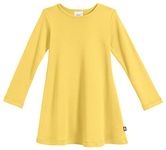 City Threads Girls' 100% Cotton Long Sleeve Dress - Active Kids School, Playing, Parties - Made in USA, Yellow, 7